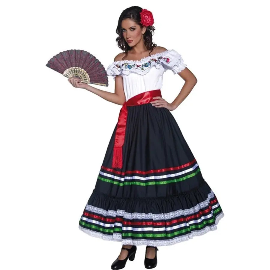 Disfraz de Mexicana Adulto – Vestido y Cinturón