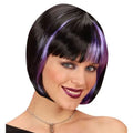 Zoey Black Wig with Violet Streaks