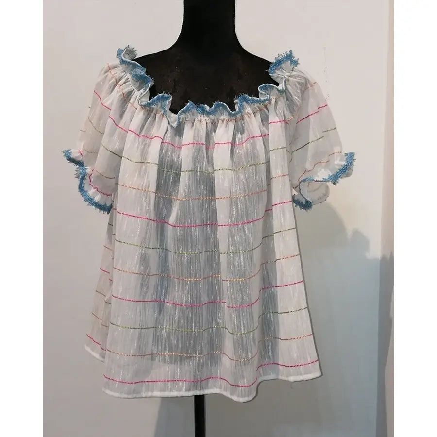 Disfraz Blusa Blanca De Rayas