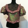 Disfraz Blusa Flecos Verde Con Estampado Rosa Palo