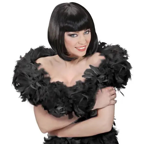 Boa Negra Doble Plumas