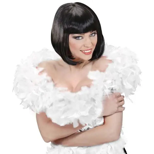 Boa Blanca Plumas Doble