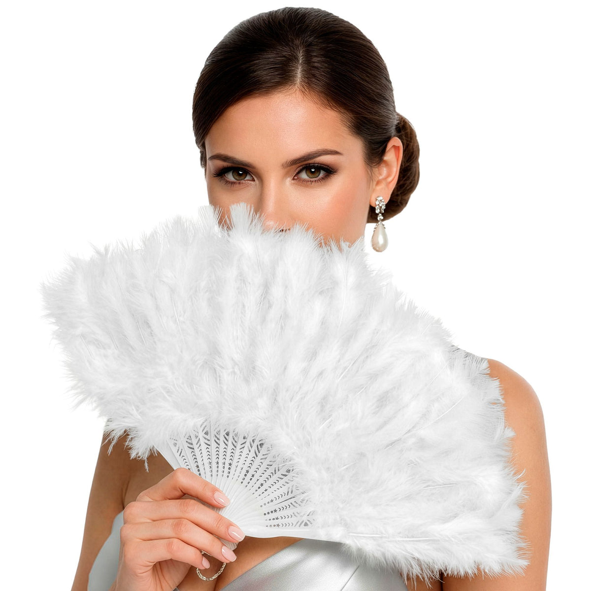 Abanico Blanco Plumas.
