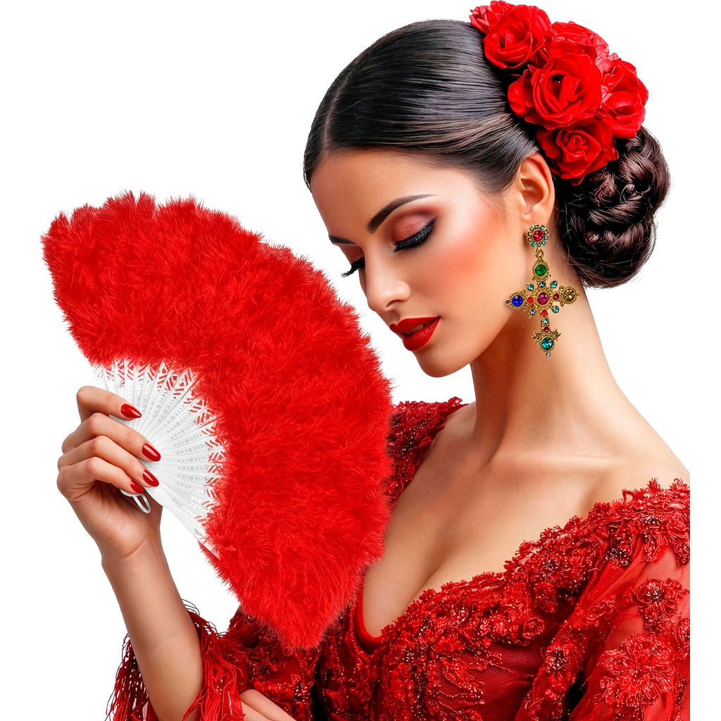 Abanico Rojo Plumas