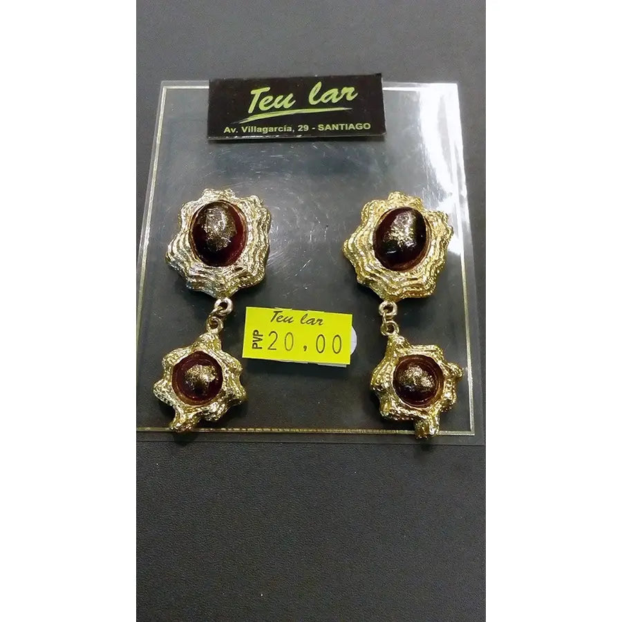 Pendientes Dorados Piedra Marron