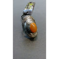 Anillo Plateado Piedra Naranja