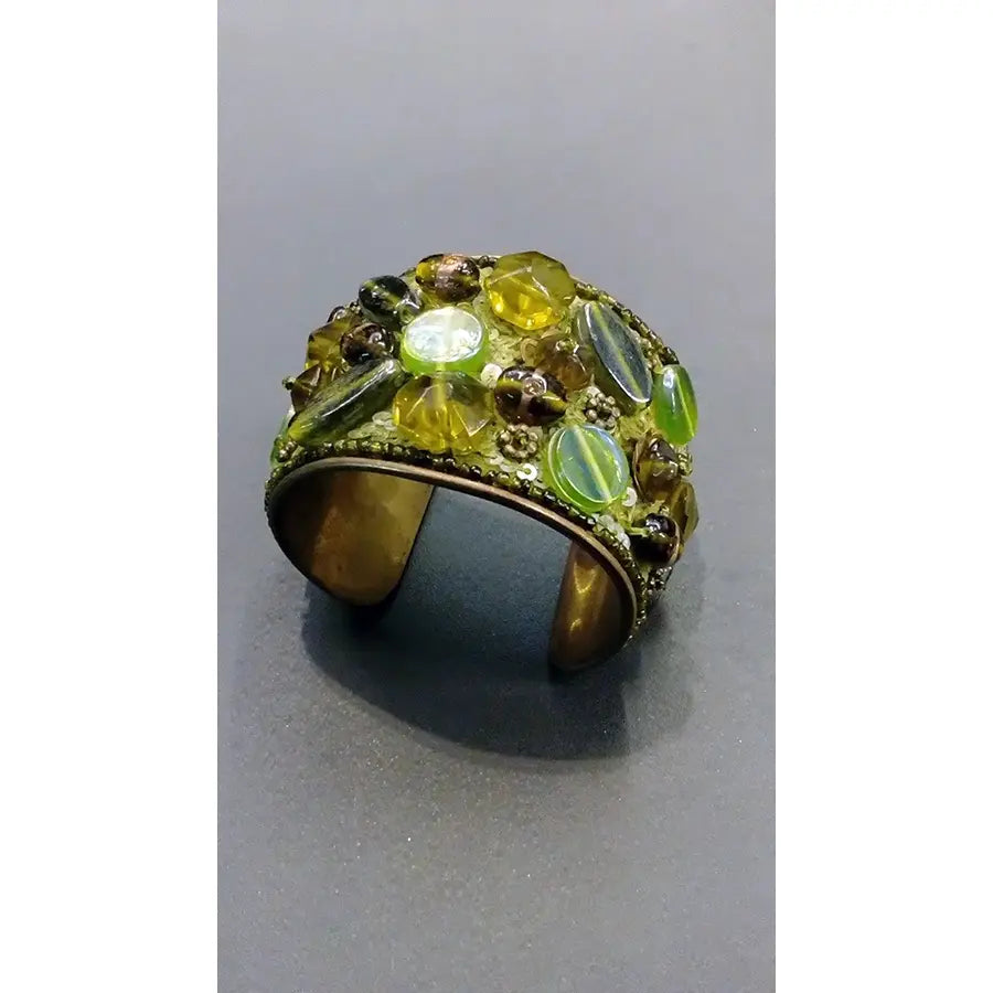 Pulsera Rigida Piedras Verdes