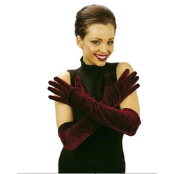 Guantes Largos de Terciopelo Granate