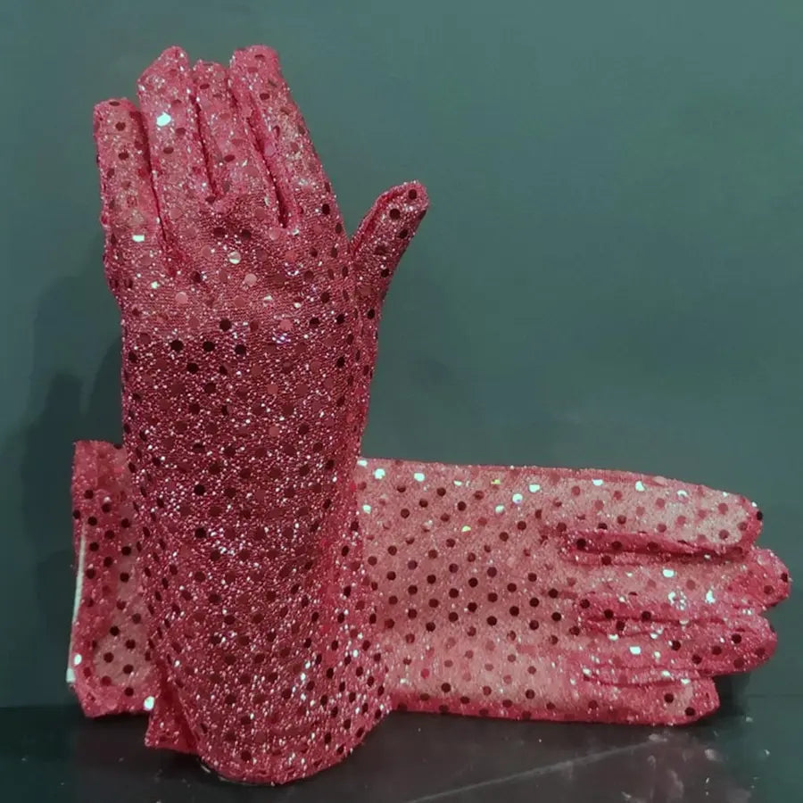 Guantes Rojos Lentejuelas