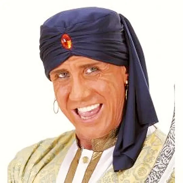 Turbante Azul con Gema — Accesorio de Disfraz para Adulto