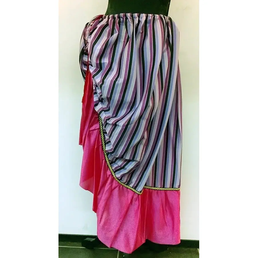 Falda Medieval Rosa con Rayas Artesanal