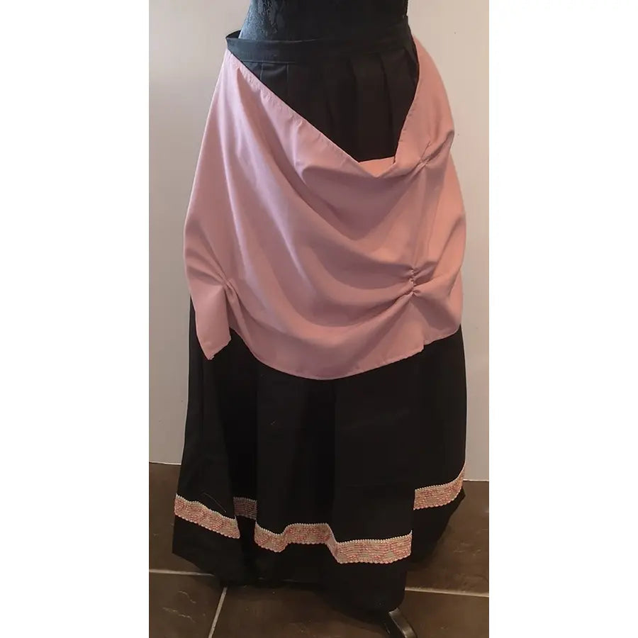Falda Medieval Negra con Mandil Rosa Palo Artesanal