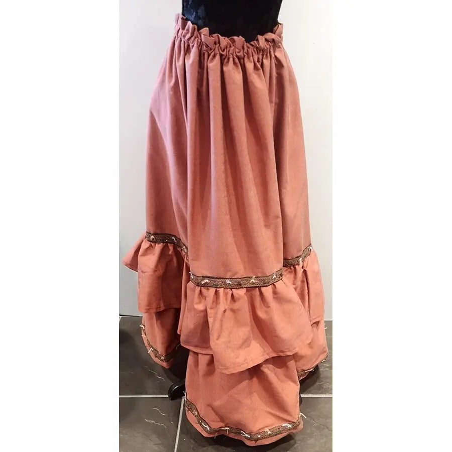 Falda Medieval Volantes Teja Artesanal