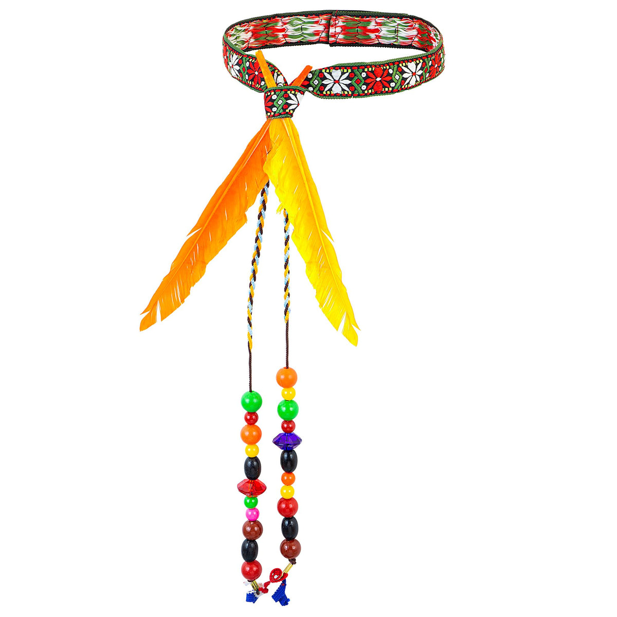 Cinta Hippie Con Perlas Y Plumas