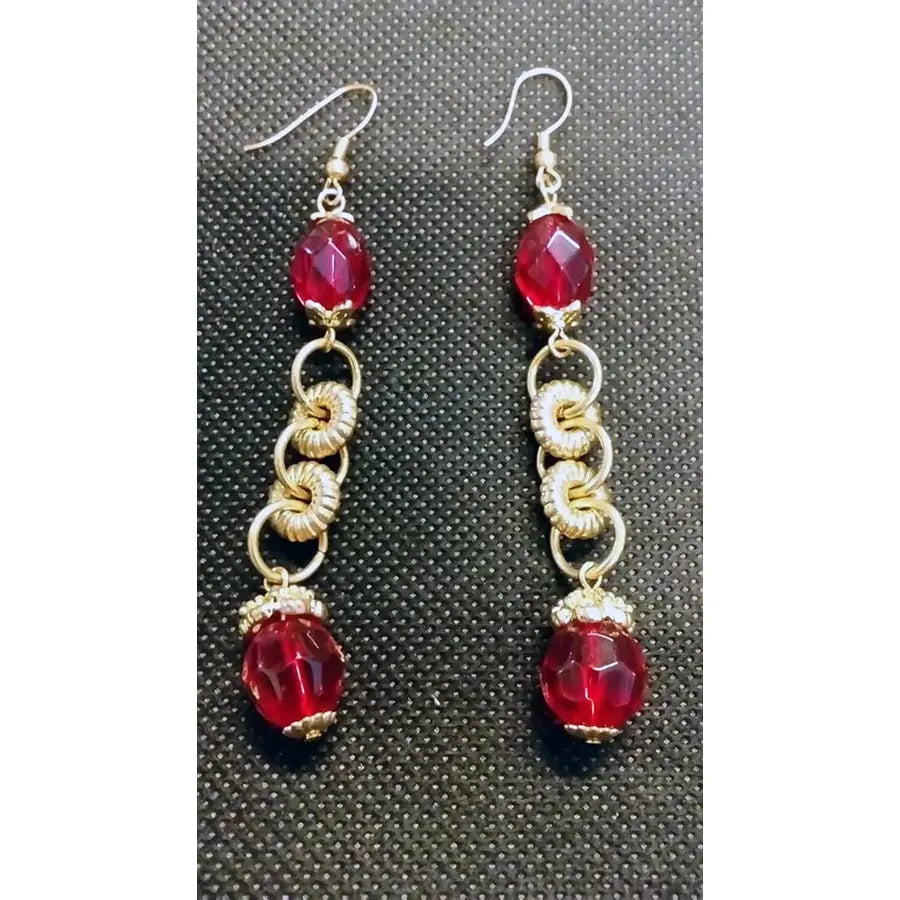 Gold/Red Earrings