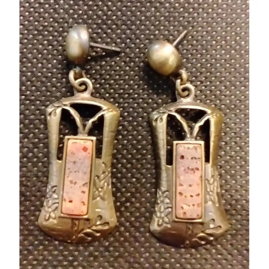 Pendientes Dorados Piedra Central