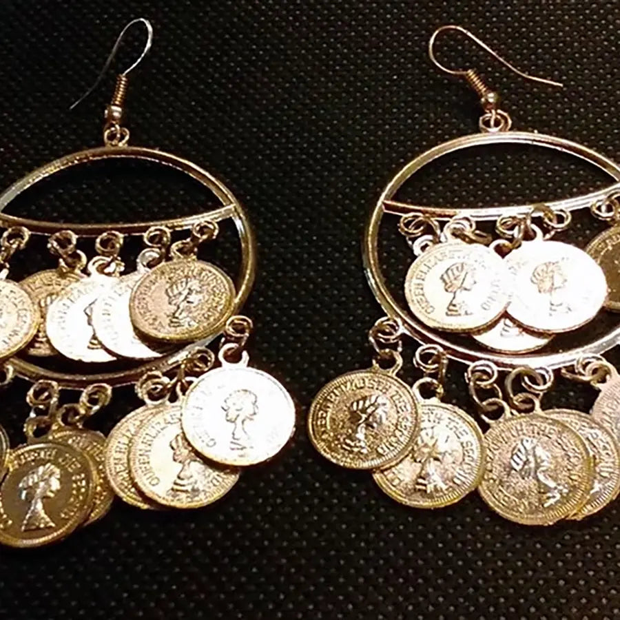 Pendientes Dorados Circulos Monedas