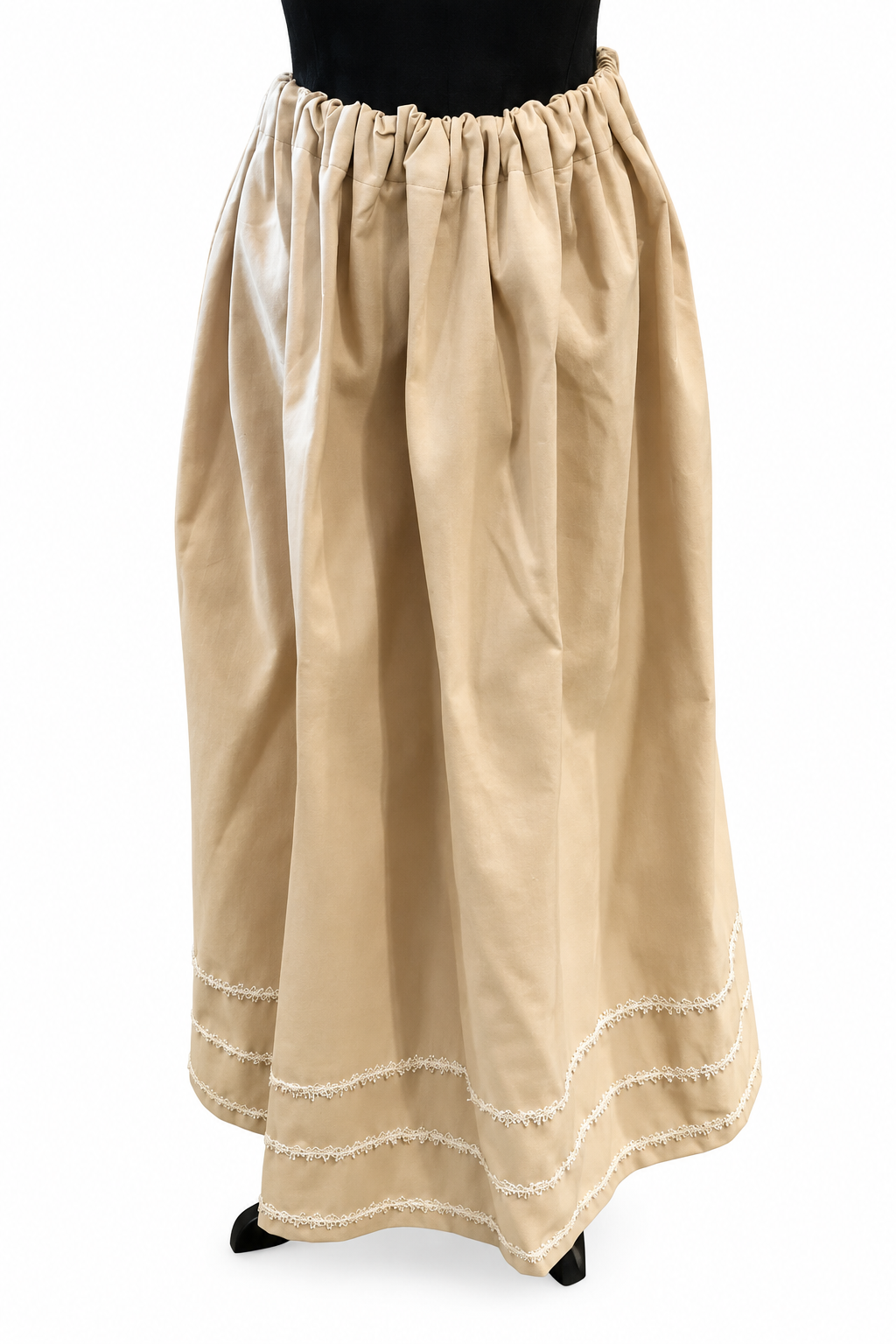 Beige Medieval Skirt with White Embroidery