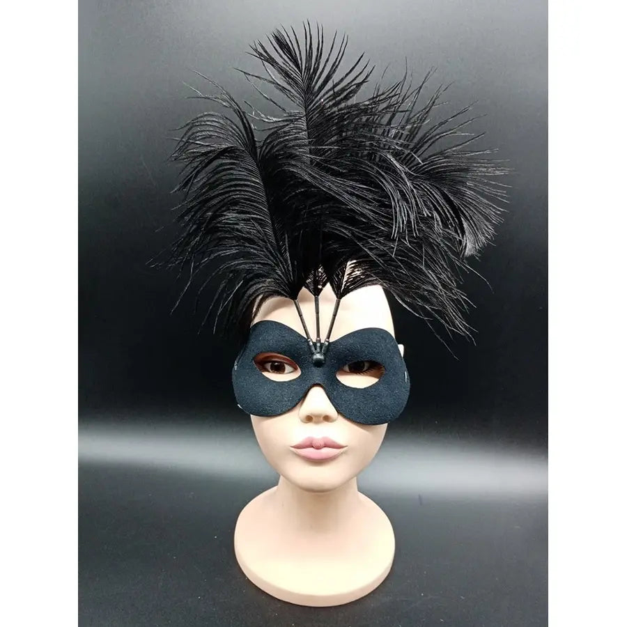 Antifaces Negro Con Plumas