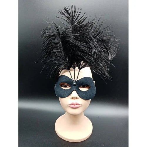 Antifaces Negro Con Plumas