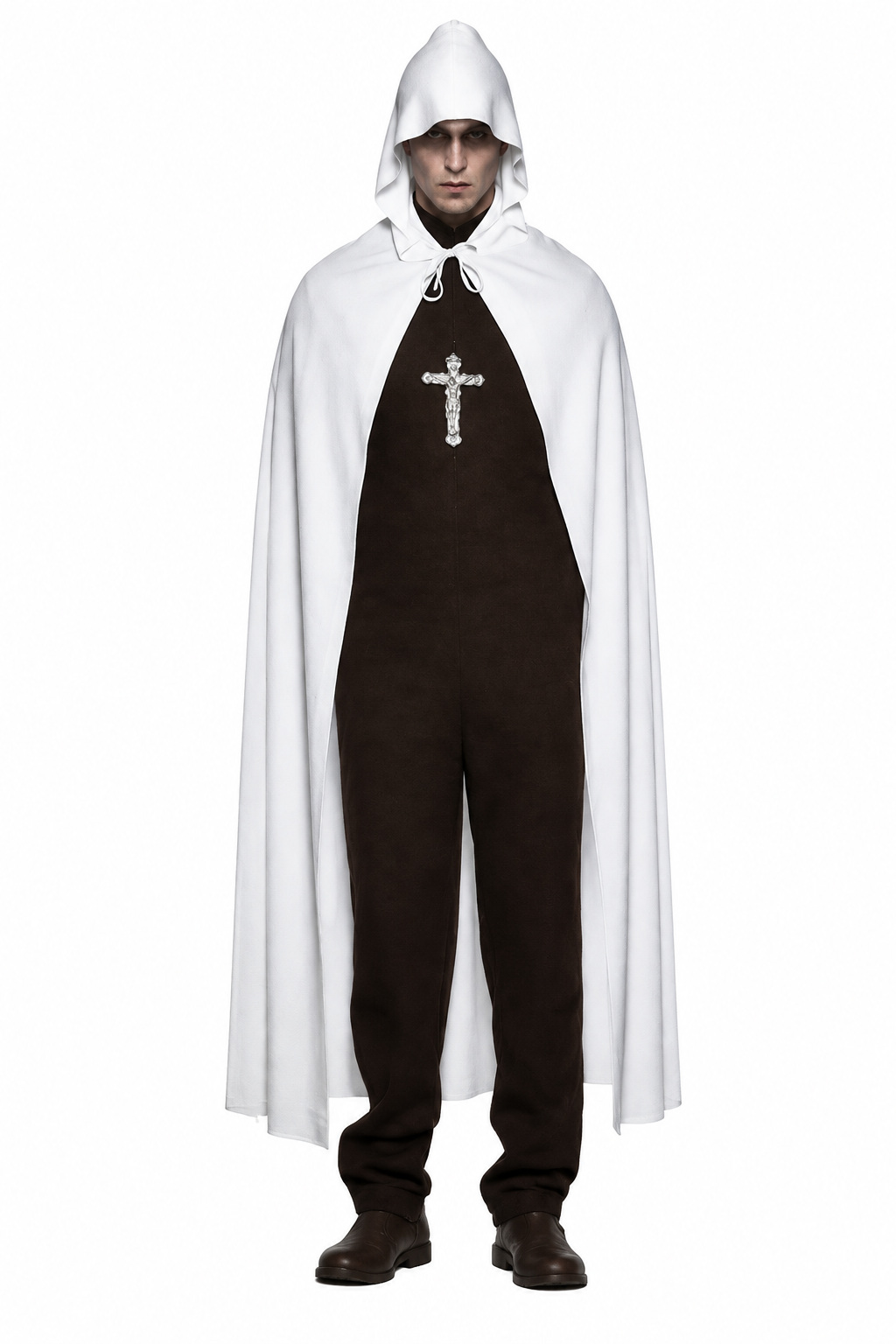 White Hooded Cape Costume Tran