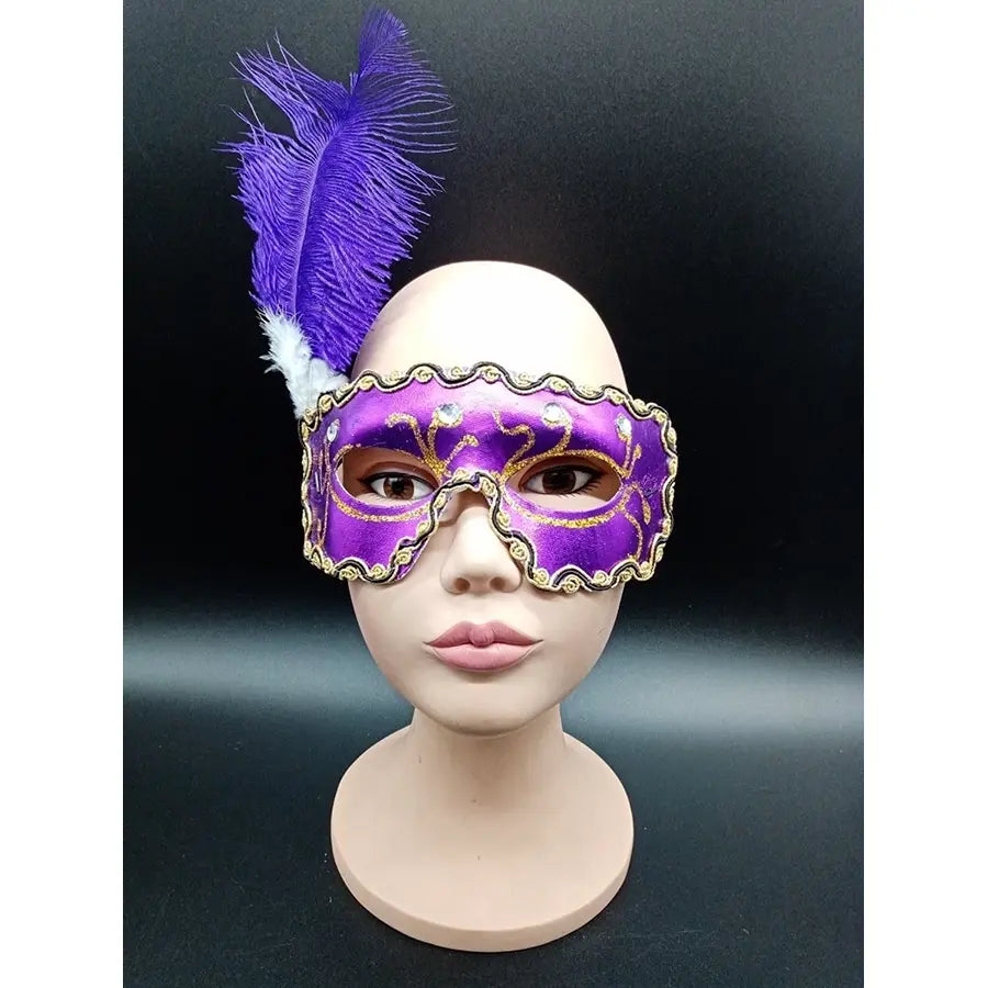 Antifaces Violeta Pluma Lateral