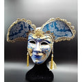 Blue Venetian Tassel Mask
