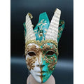 Green Venetian Mask Musical Notes