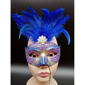 Antifaces Veneciano Plumas Azul