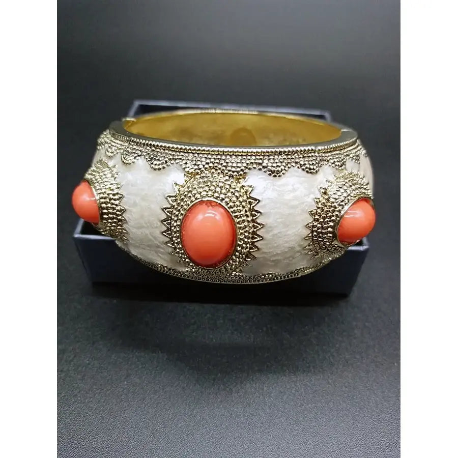 Pulsera Rigida Piedras Naranjas