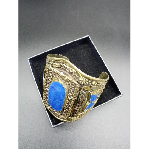 Brazalete Dorado Piedra Azul