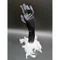 Guantes Terciopelo Negro Con Plumas Blancas