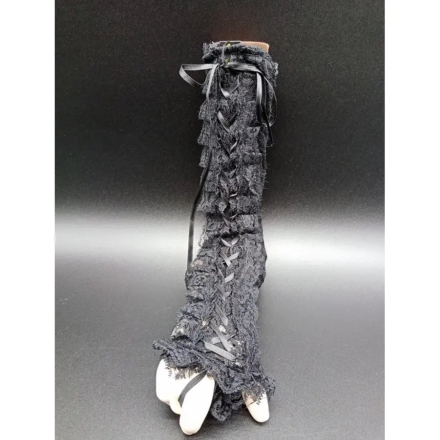 Long Black Lace Mittens