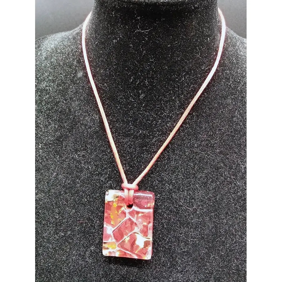 Collar Rectangulo Rojo Murano
