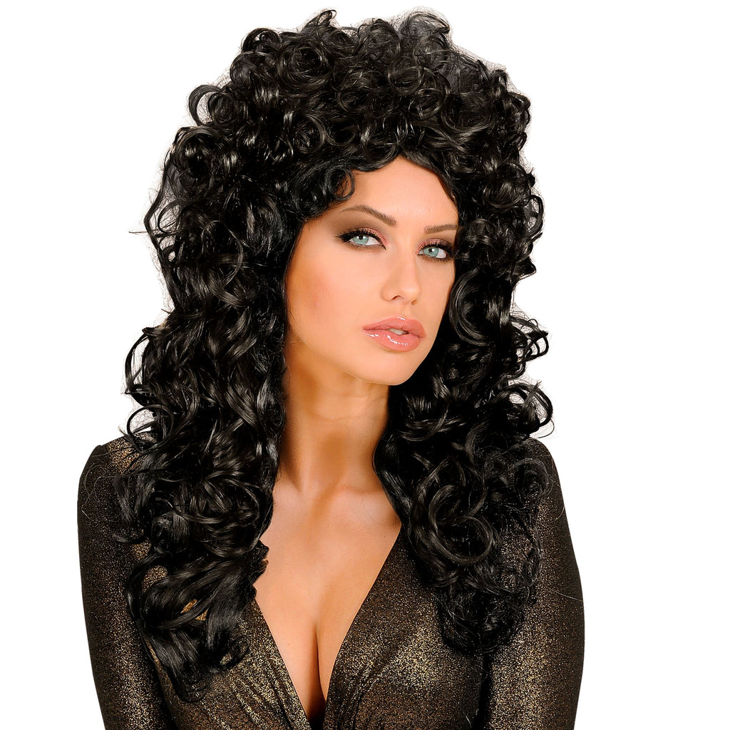 Peluca Morena Rizada – Accesorio de Disfraz Adulto