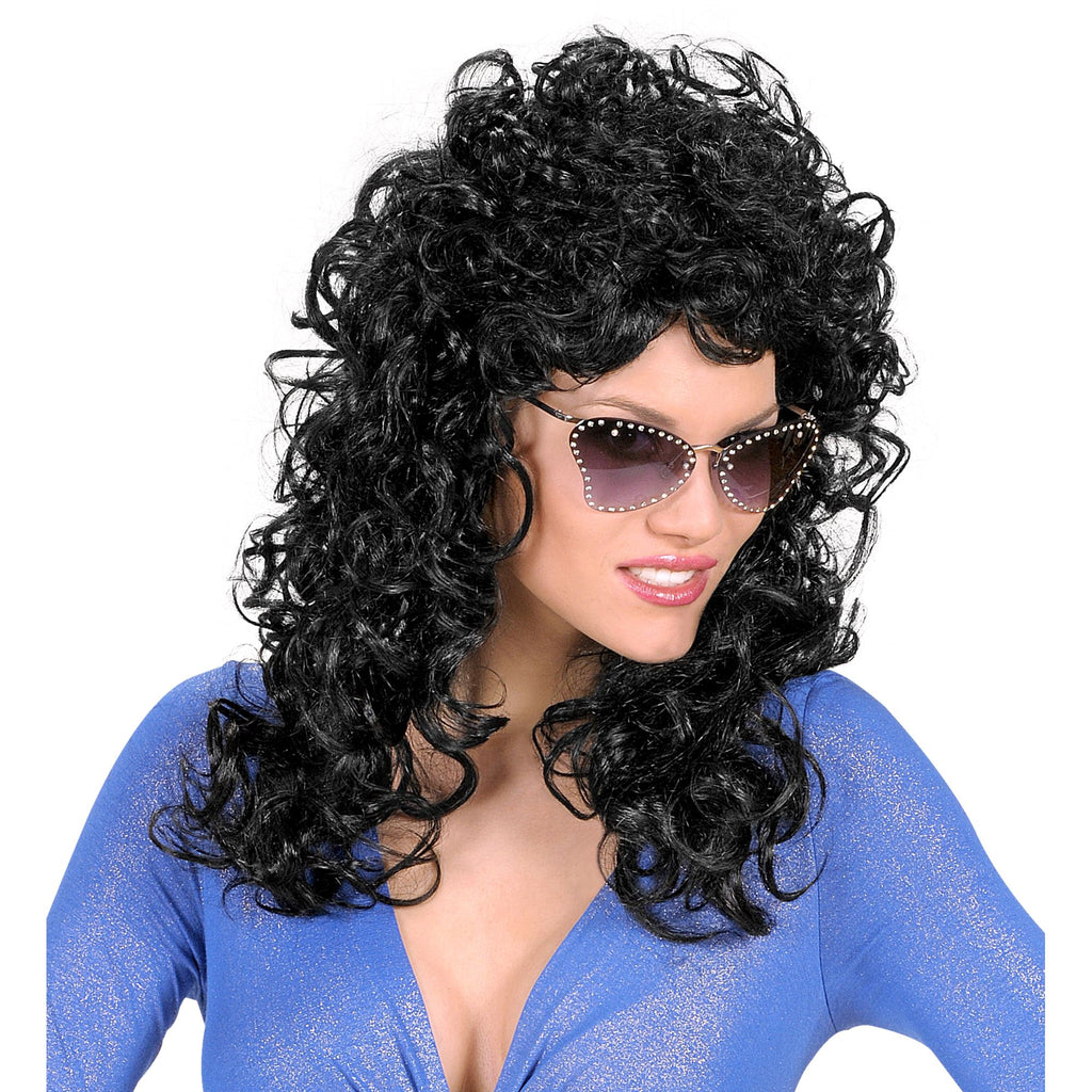Peluca Morena Rizada – Accesorio de Disfraz Adulto