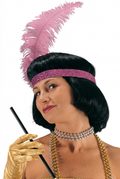 Peluca Charleston Negra con Diadema y Pluma – Carnival Toys