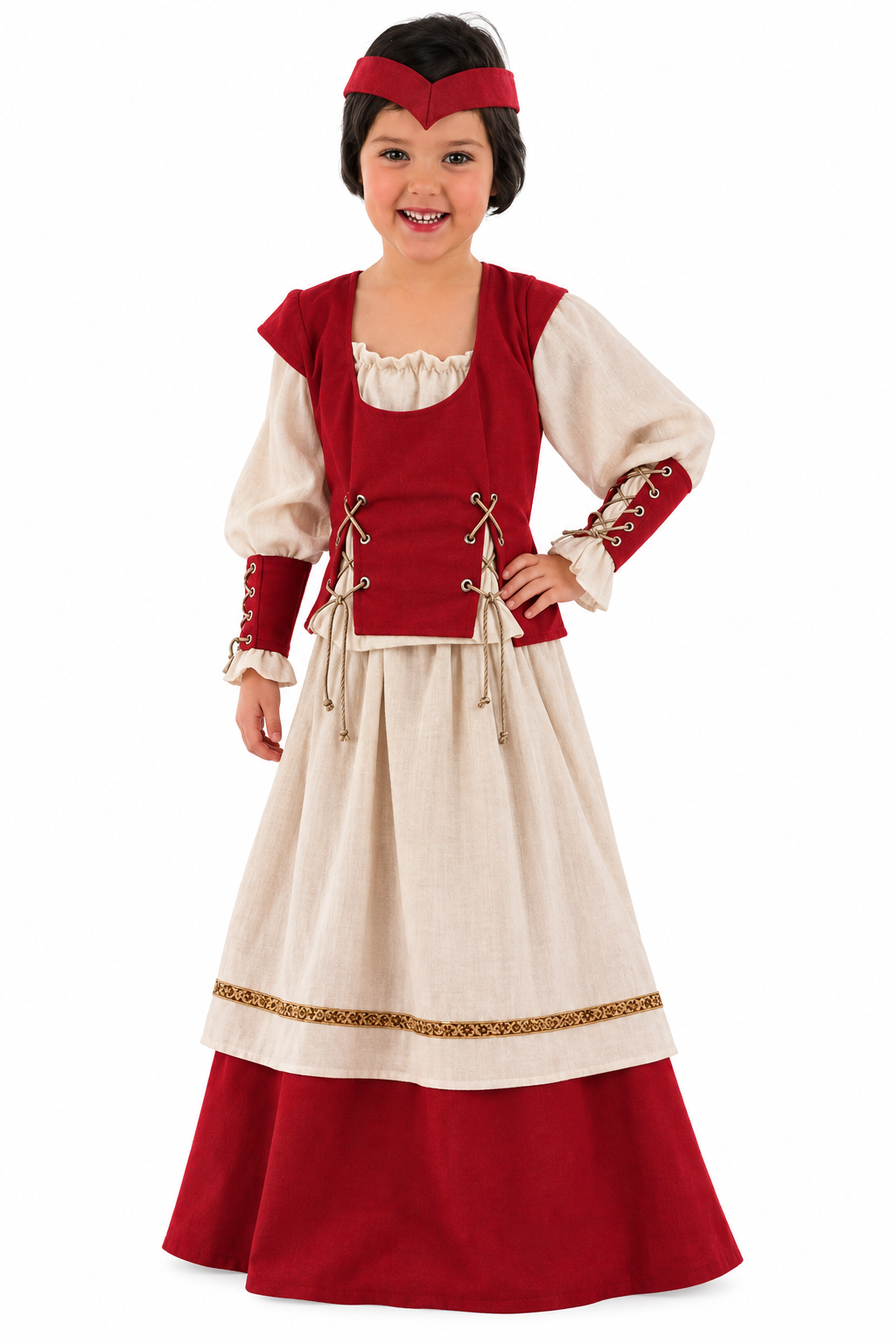 Scarlet Medieval Lady Kids' Costume