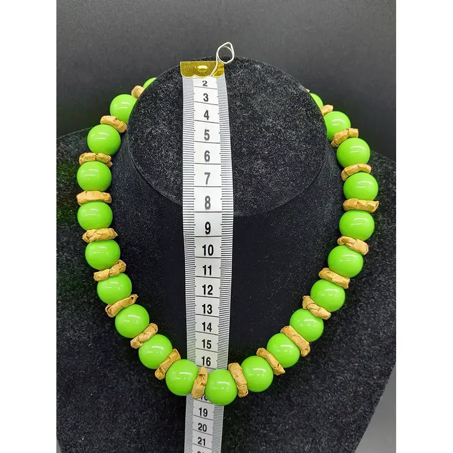 Collar Bolas Sevillana Verde Y Papel