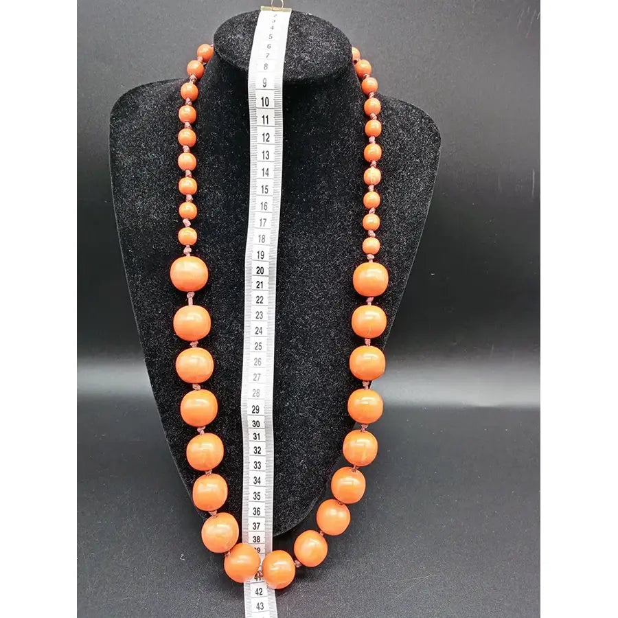Collar Bolas Sevillana Largo Naranja