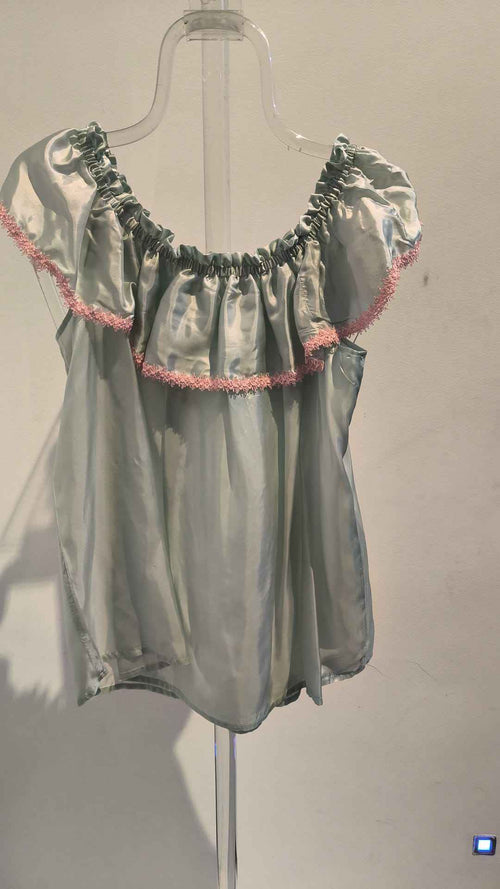 Camisa Medieval Verde Agua con Pasamanería Rosa