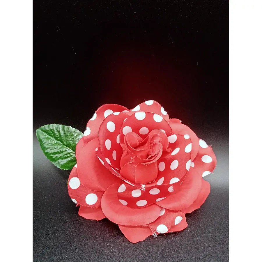 Flor Roja Con Lunares Blancos