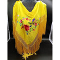 Mantón Amarillo Con Flores Bordadas Y Flecoss