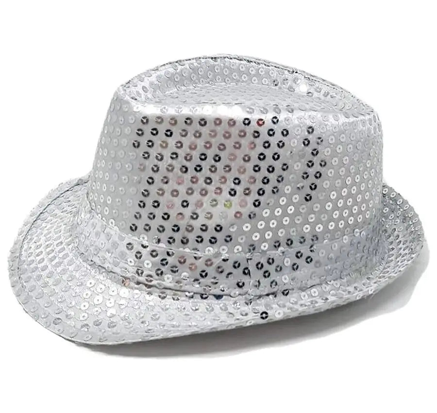 Sombrero Lentejuelas Plata De Ganster