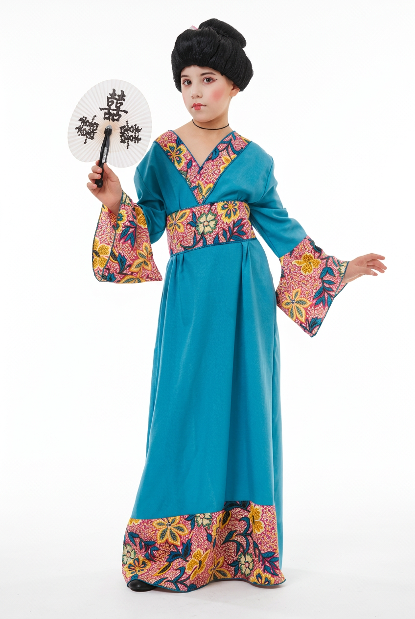 Disfraz de Geisha Infantil – Kimono y Cinturón Obi