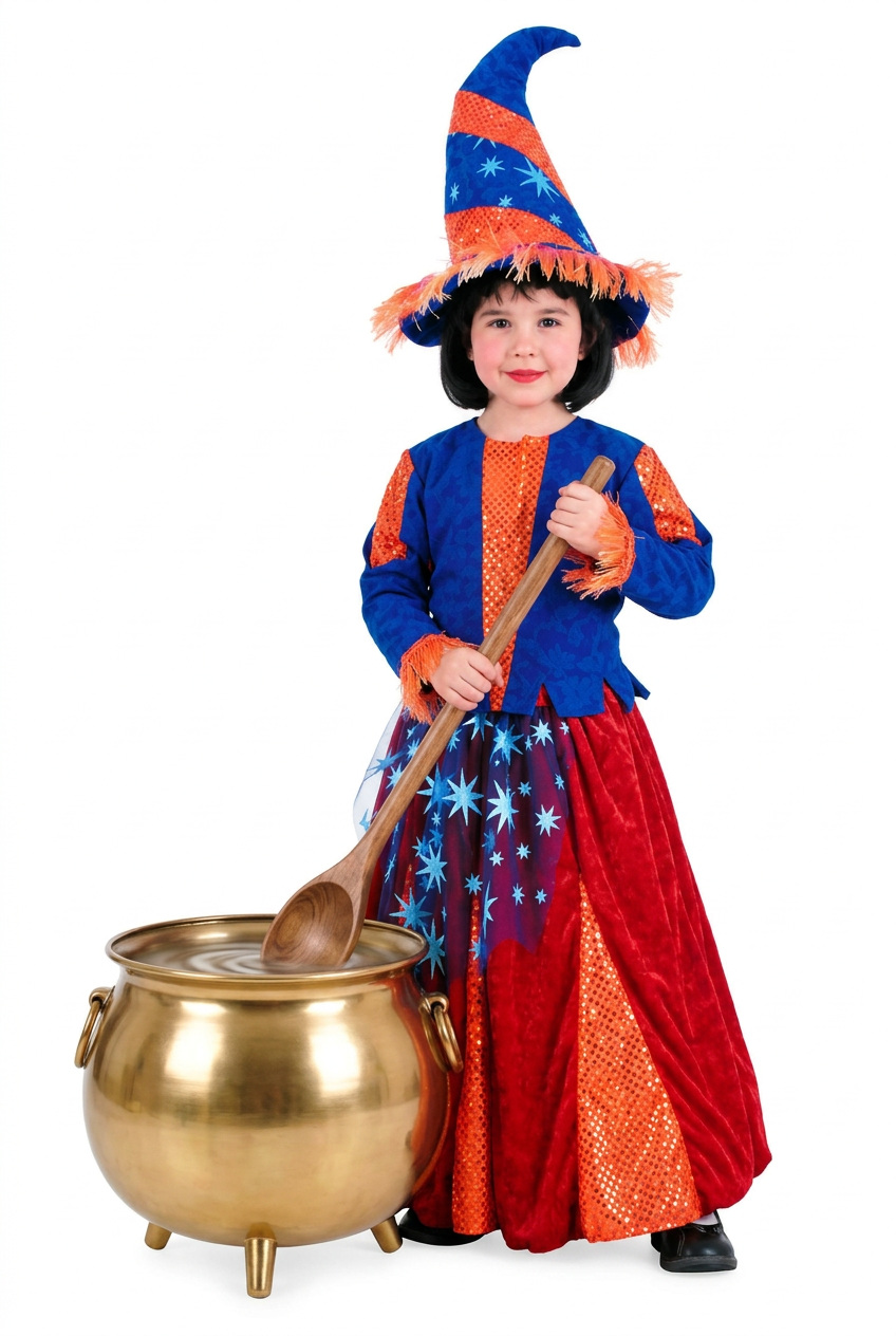 Disfraz Bruja Caldera Oro Niña