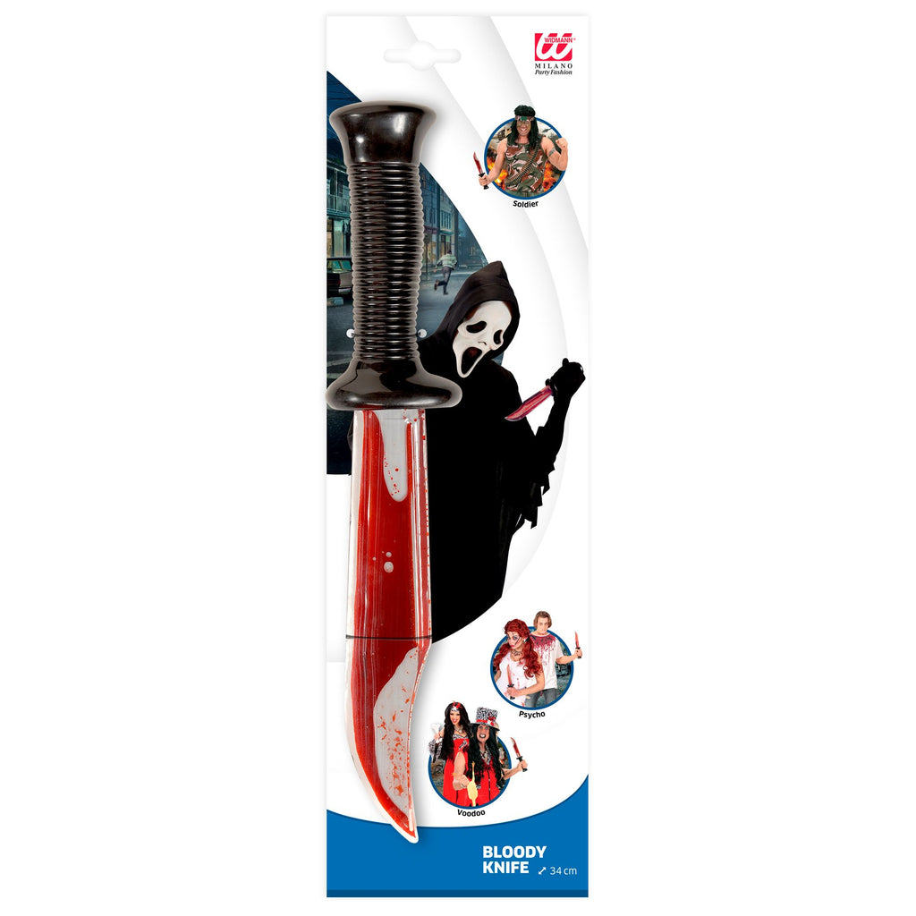 Cuchillo Ensangrentado de Juguete – Accesorio para Disfraz de Terror y Halloween