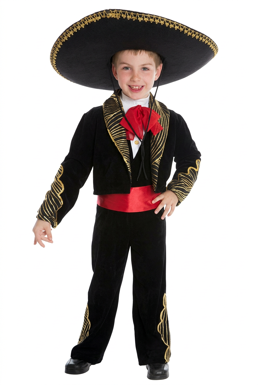 Mexican Charro Costume for Kids – Jacket, Pants, Sash, and Handkerchief