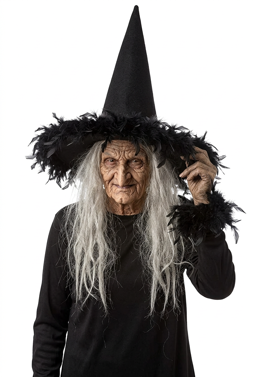 Gorro de Bruja con Pluma Decorativa Halloween Adulto