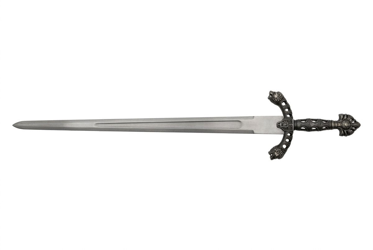 Espada Medieval Gótica de Metal – Réplica Decorativa con Guarda Calada